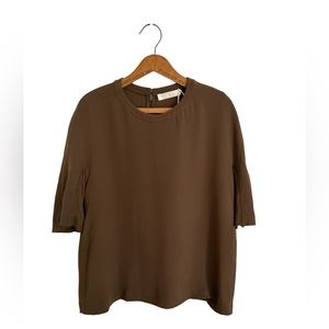 Chloé 100% Silk Brown Short Sleeve Blouse size 42/10